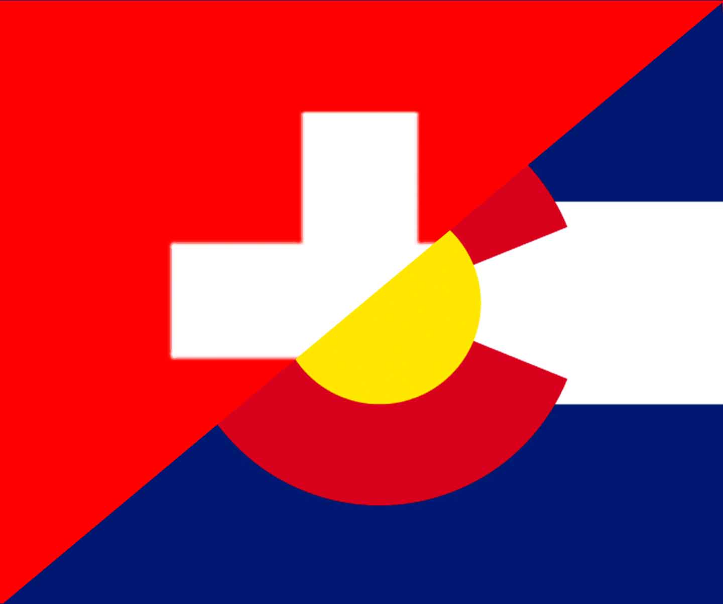 Swiss and Colorado state flags